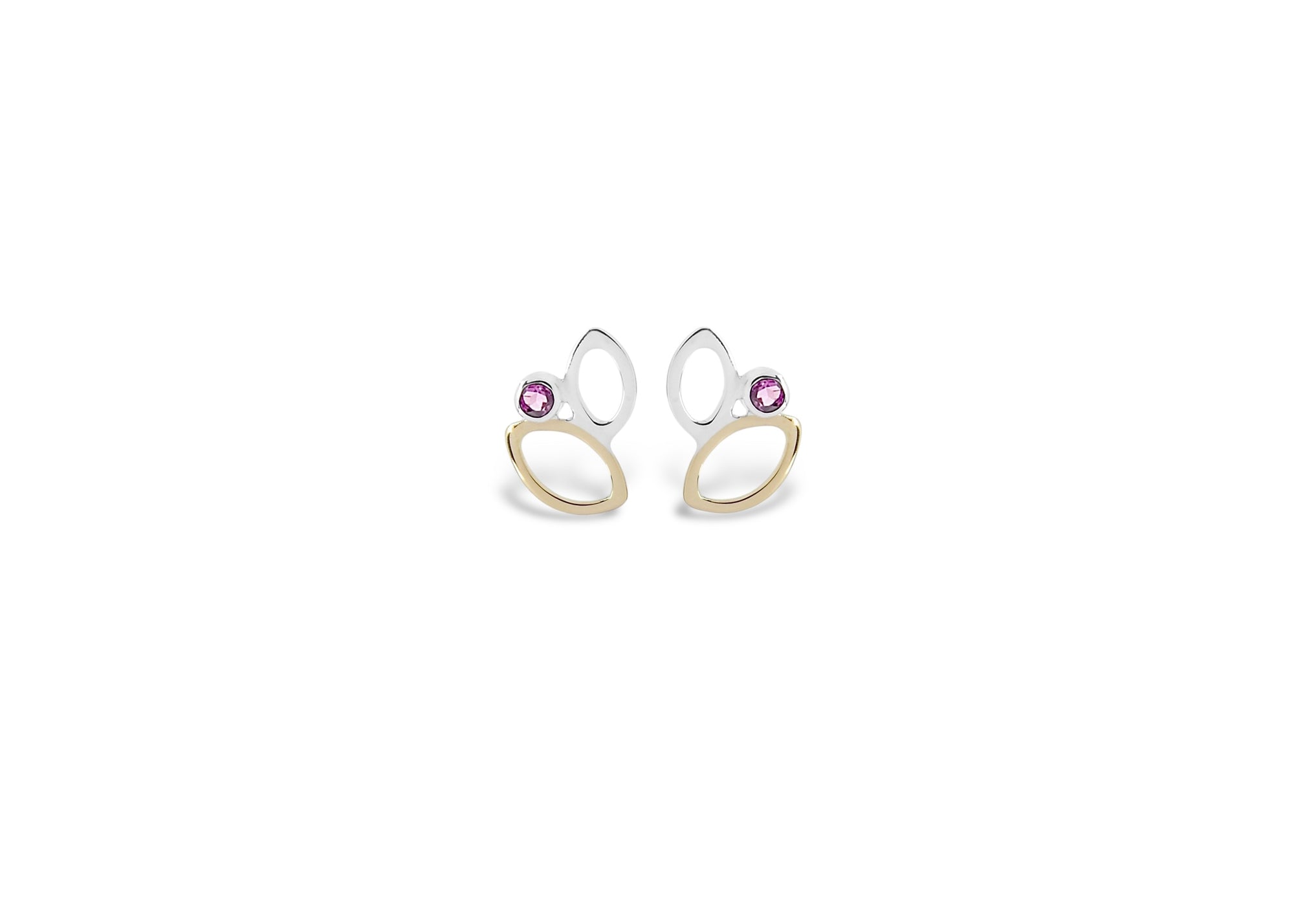 Small Falling Leaves Earrings, sterling silver & 14k