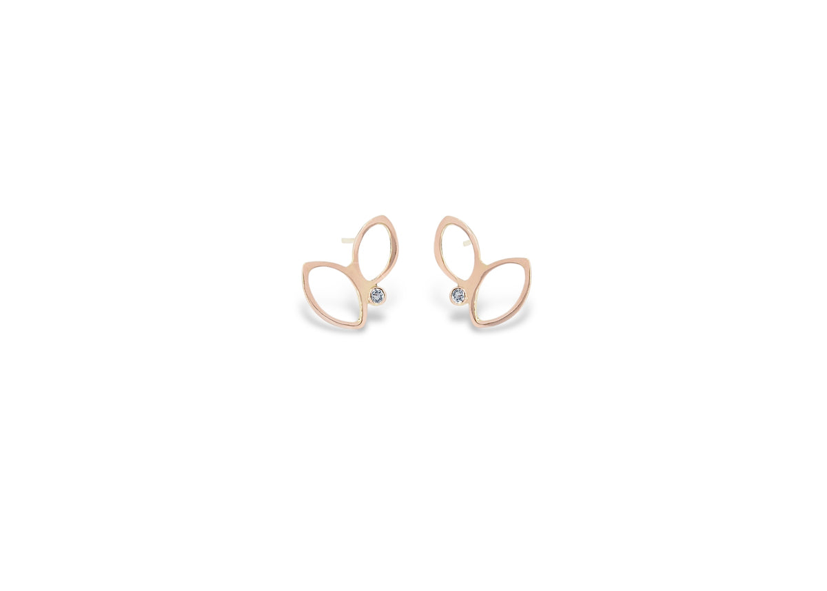 Large Falling Leaves Earrings, 14k rose gold &amp; reclaimed diamond