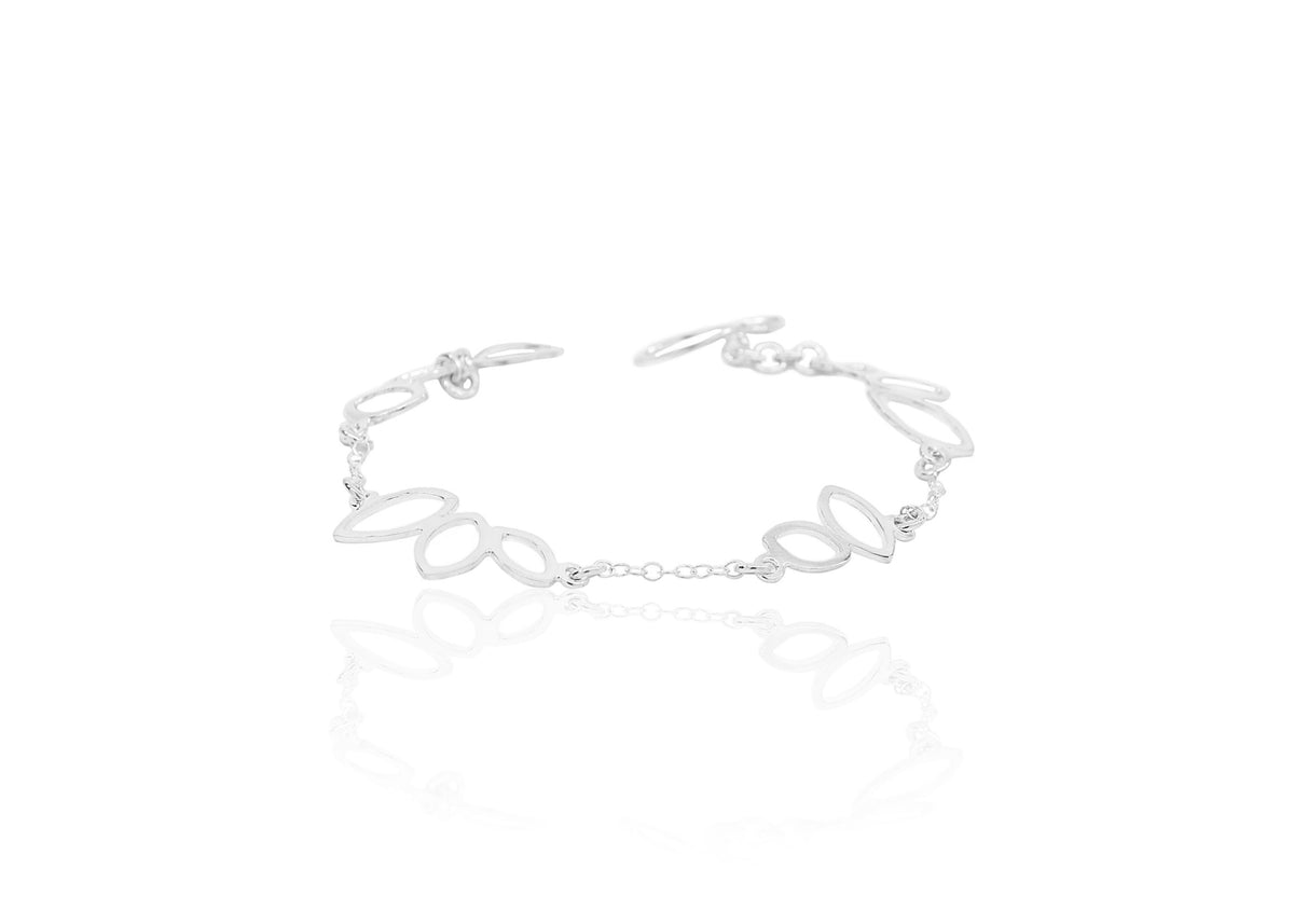 Falling Leaves Station Bracelet in Sterling Silver