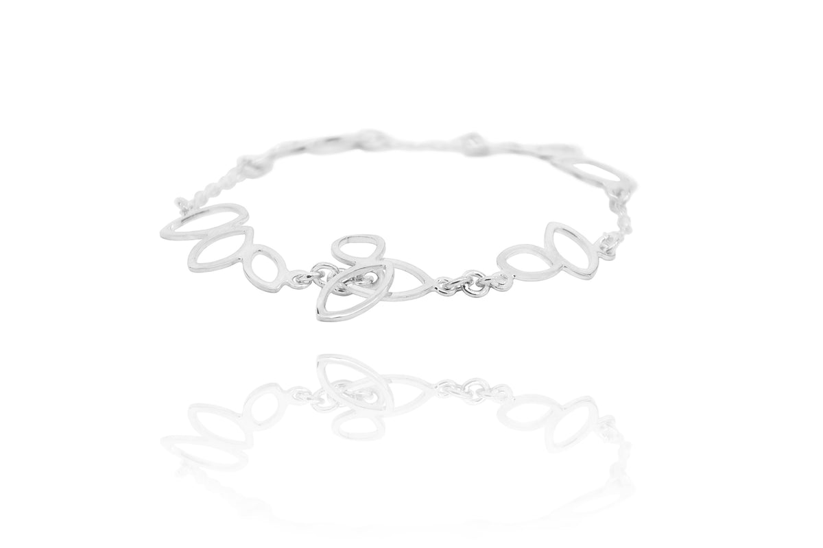 Falling Leaves Station Bracelet in Sterling Silver