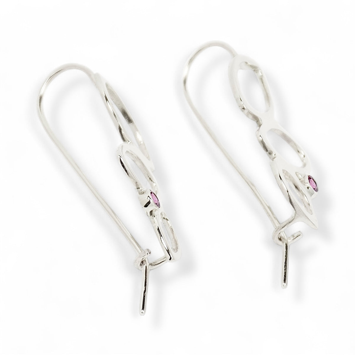 Falling Leaves Drop Earrings, Sterling Silver &amp; Rhodolite Garnet