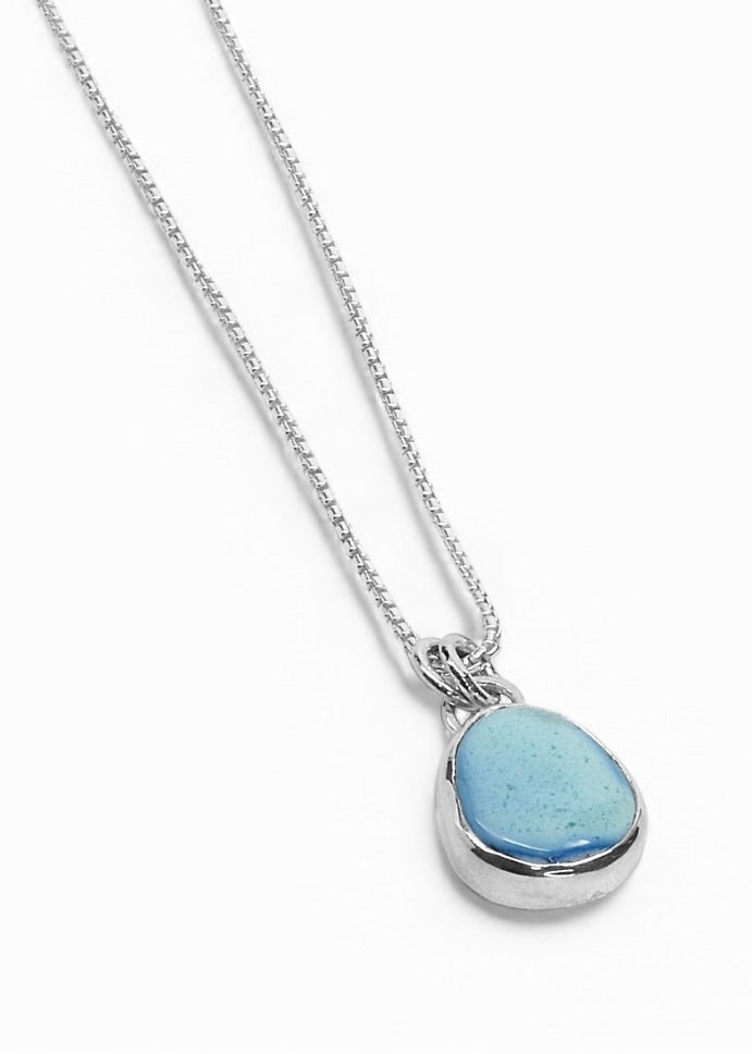 Oval Lavender Turquoise Pendant in Sterling Silver