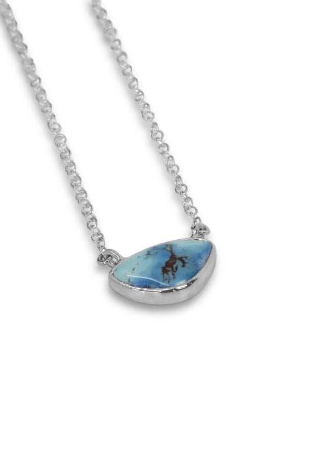 Triangle Lavender Turquoise Pendant in Sterling Silver