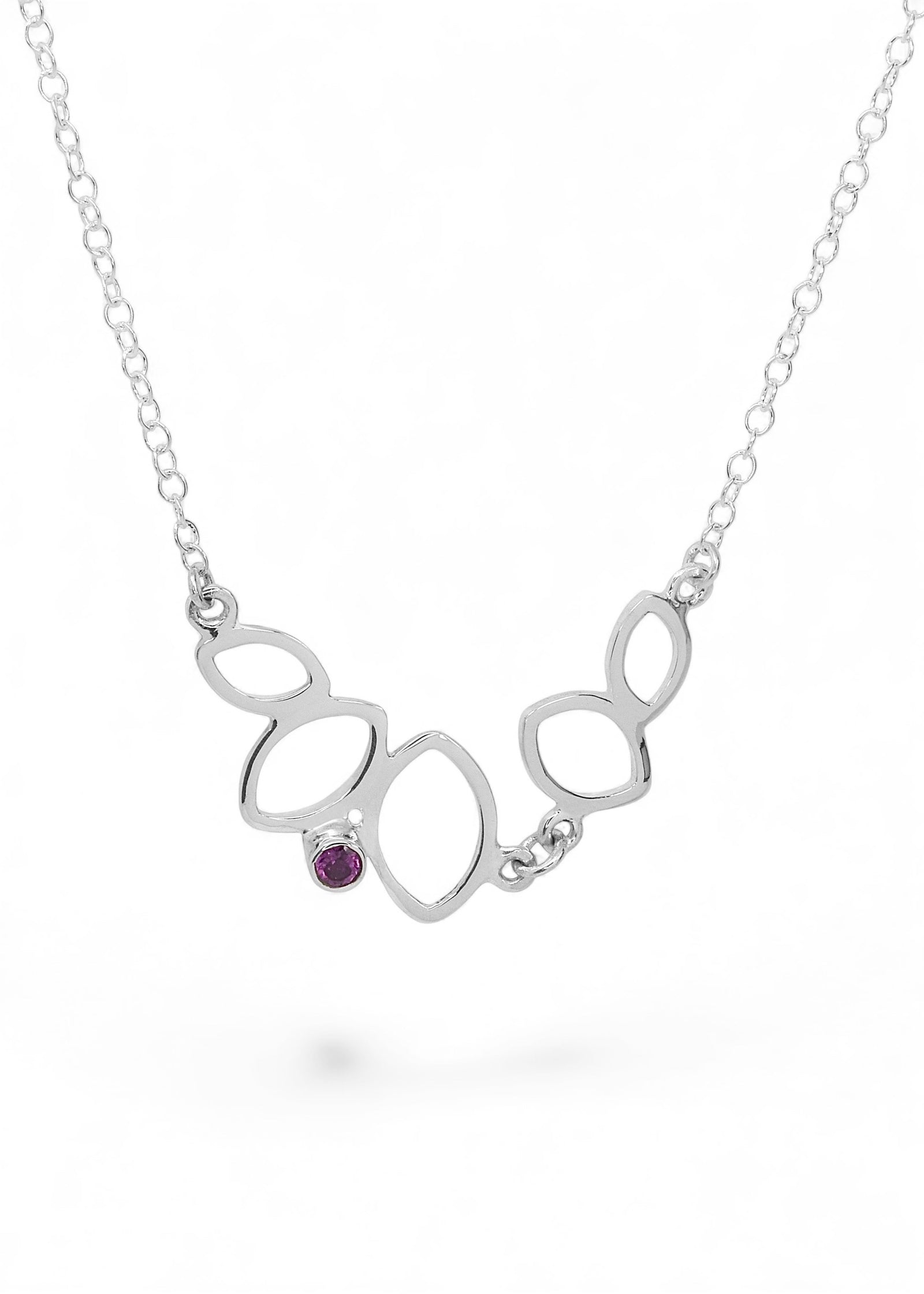 Falling Leaves Small Link Necklace in Sterling Silver