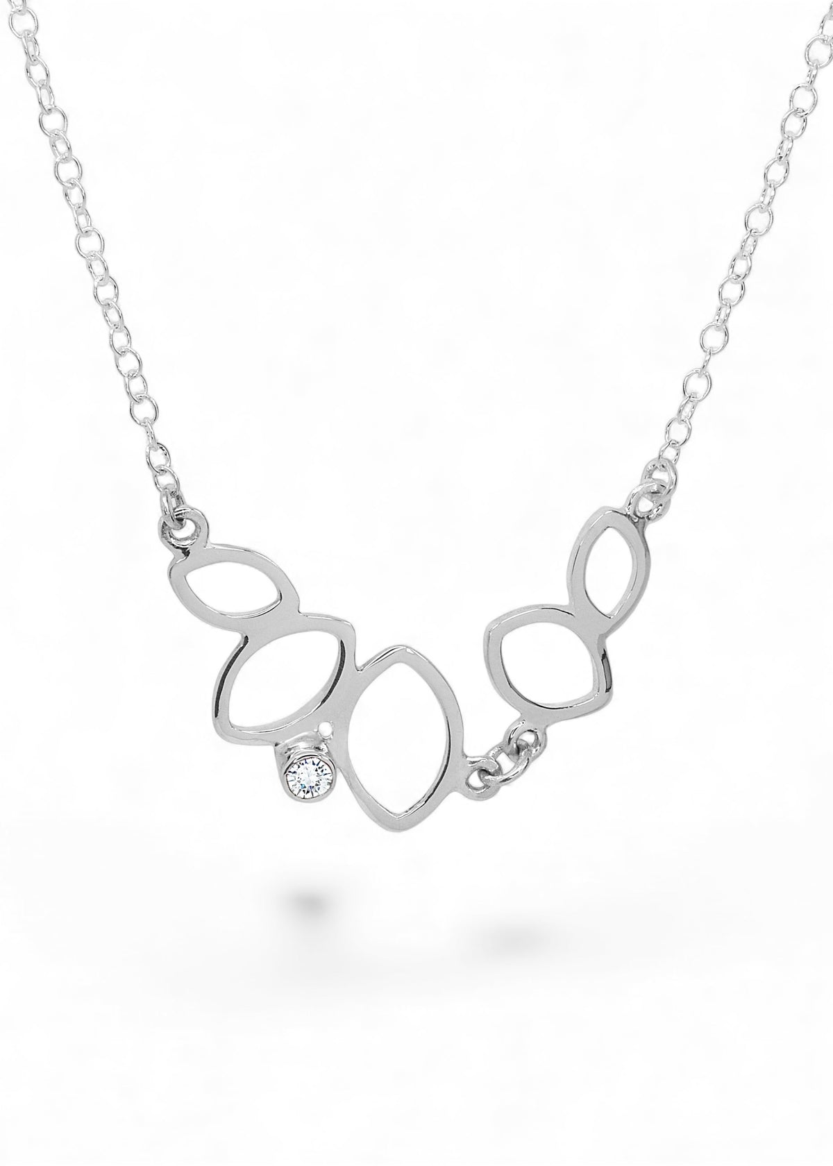 Falling Leaves Small Link Necklace in Sterling Silver
