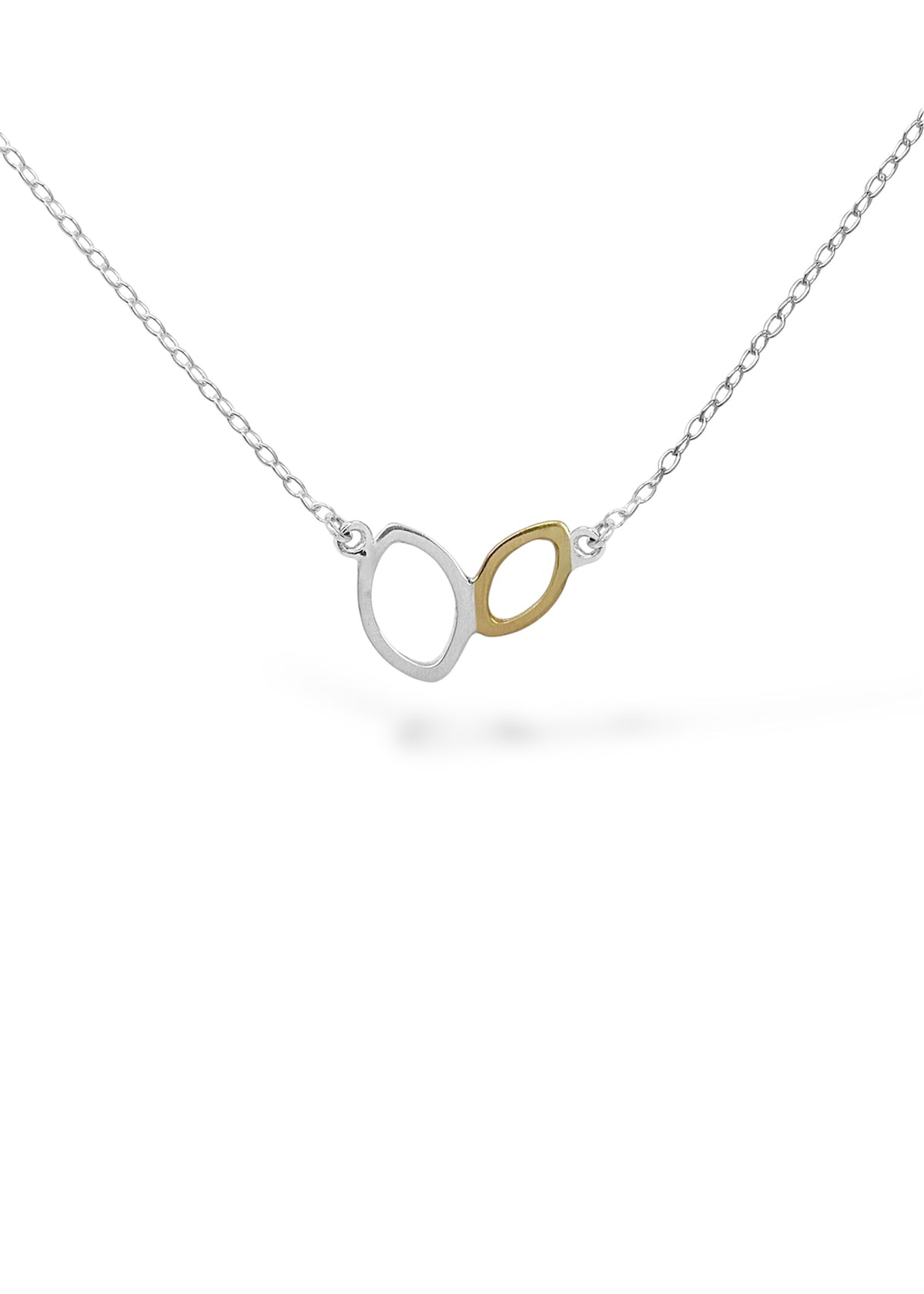 Falling Leaves Mini Link Necklace in Sterling Silver Or Silver &amp; 14k