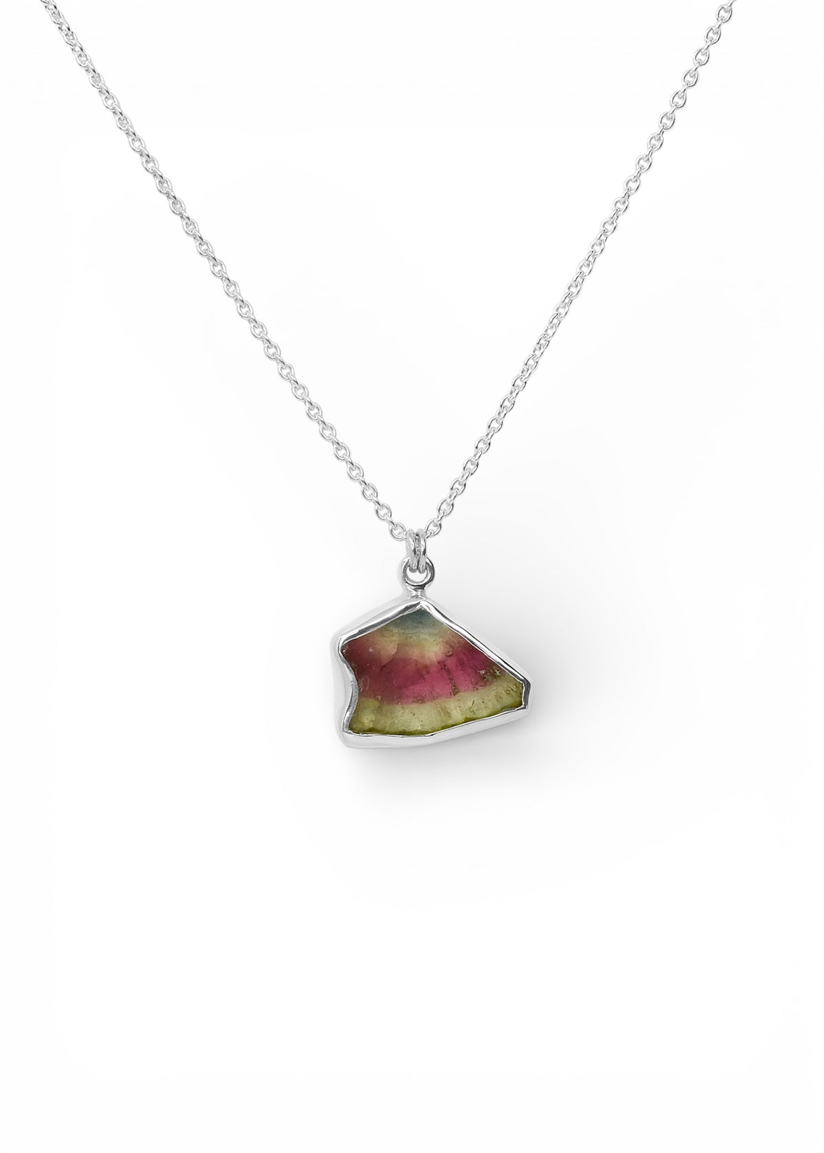 Watermelon Tourmaline Triangle Pendant