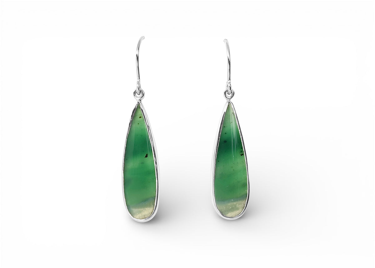Opalised Wood Dangling Earrings in Sterling Silver