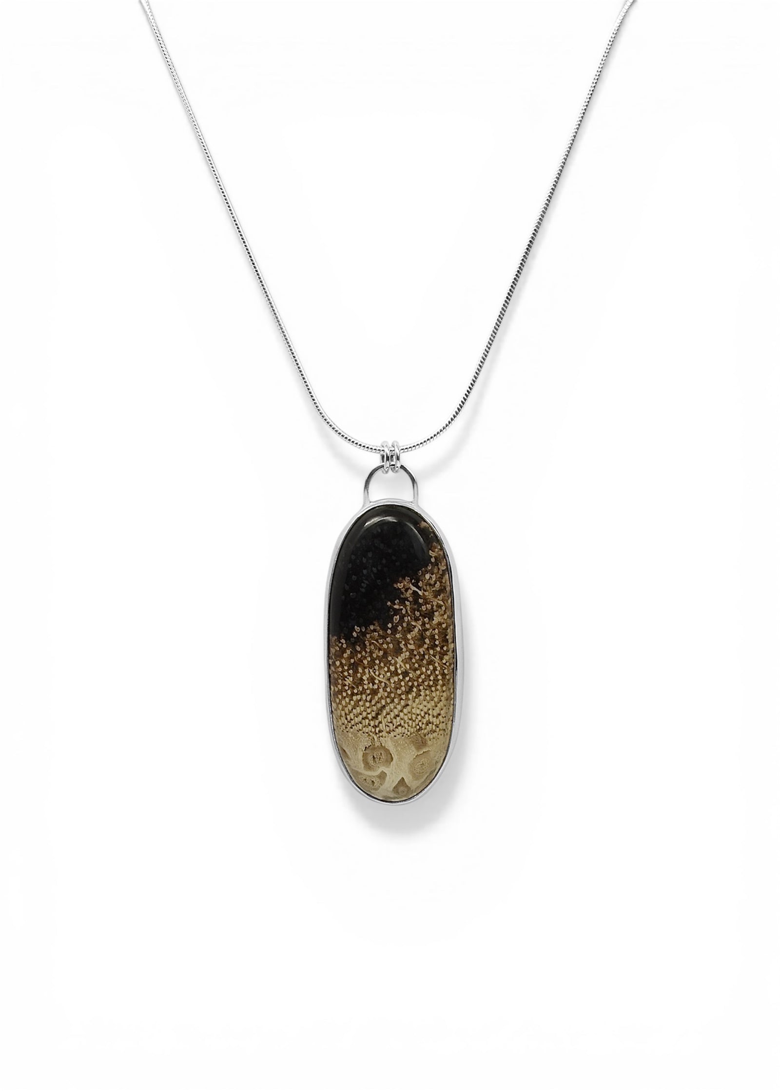 Petrified Palm Wood Pendant in Sterling Silver