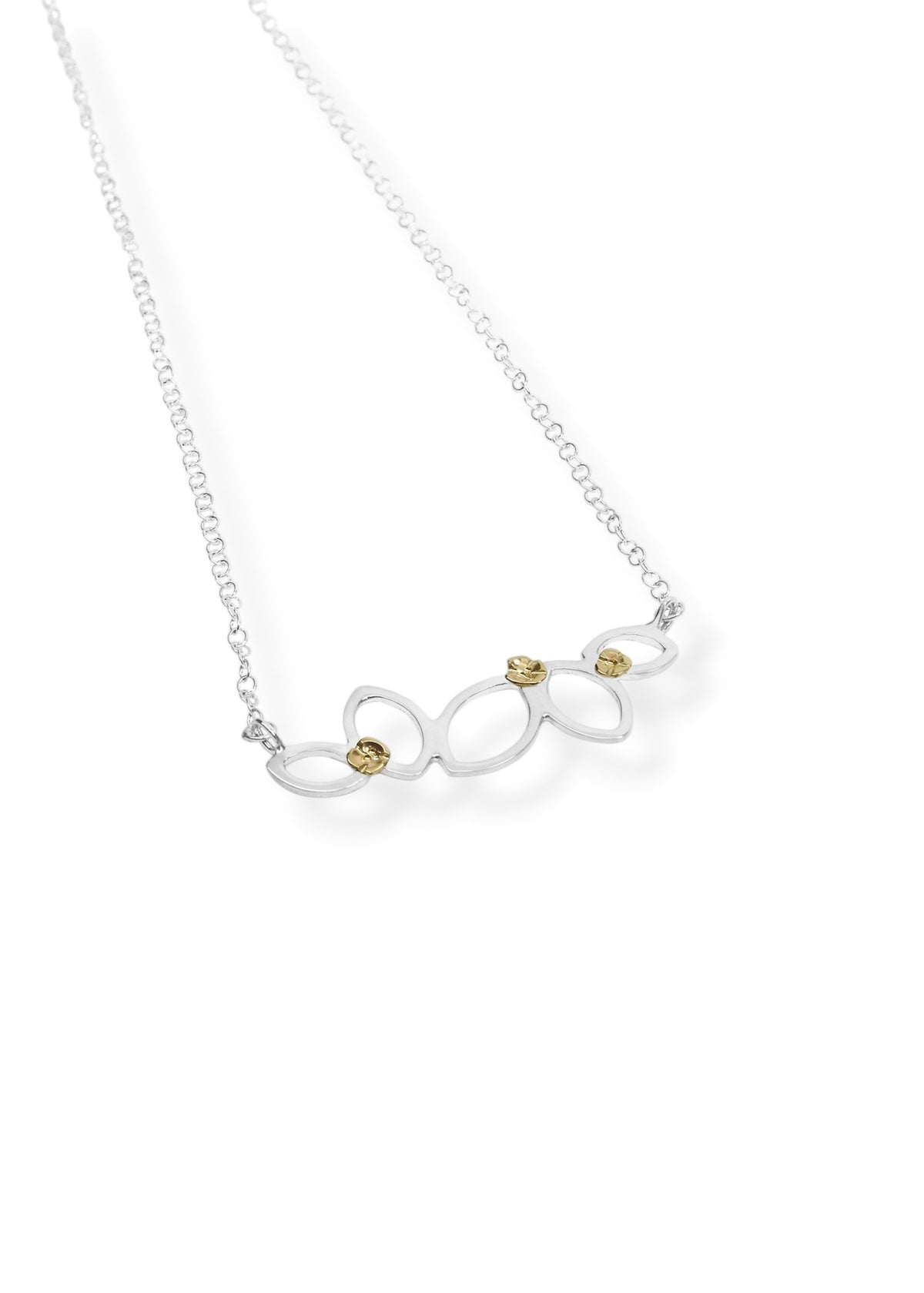 Falling Leaves Necklace with 14k Flowers