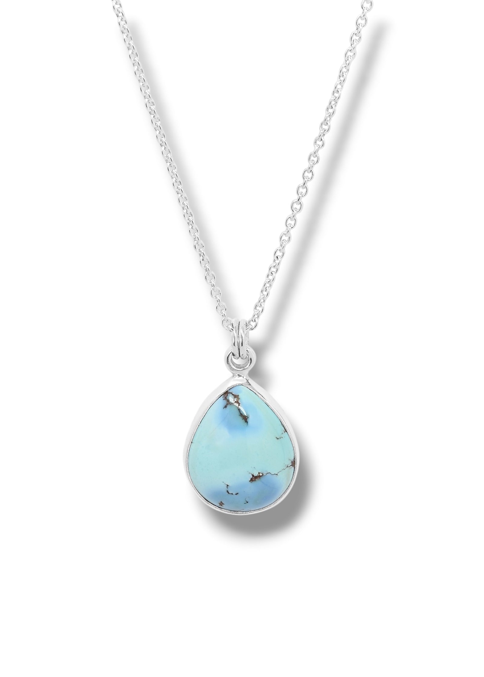 Lavender Turquoise Pear Pendant in Sterling Silver