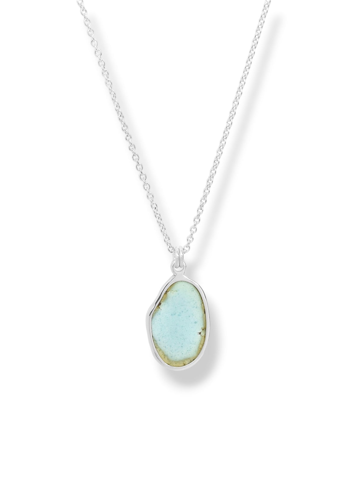 Lavender Turquoise Pendant with Copper Edge in Sterling Silver
