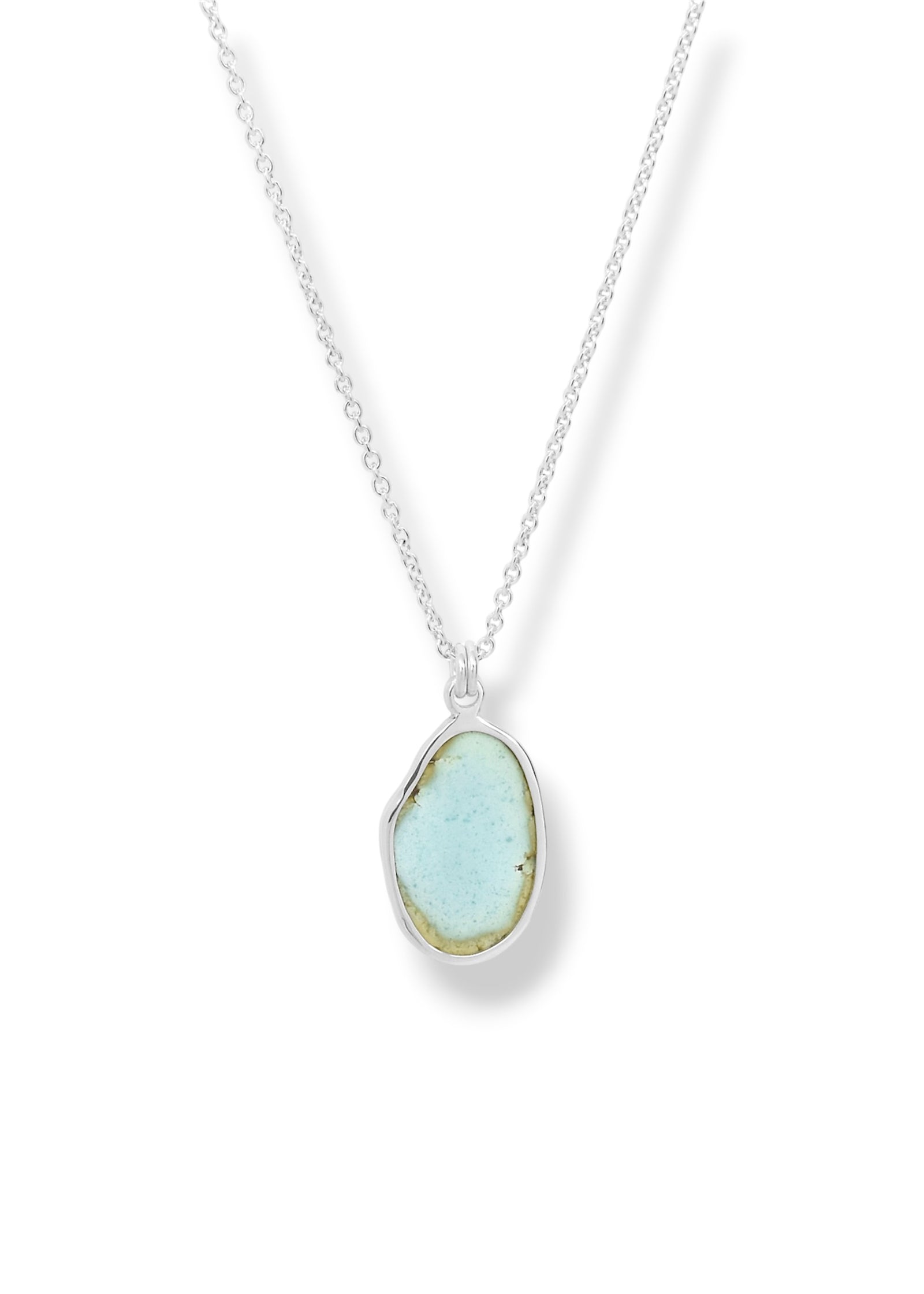 Lavender Turquoise Pendant with Copper Edge in Sterling Silver