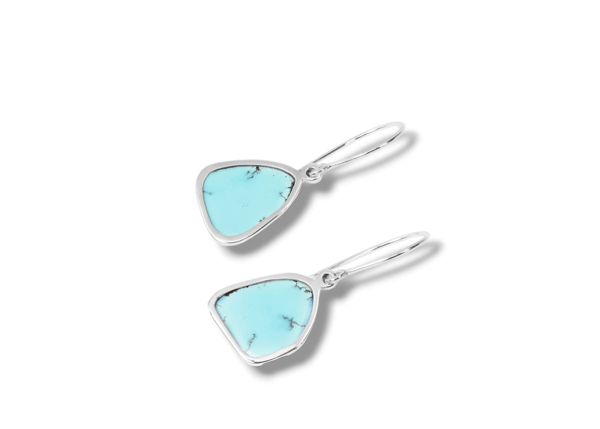 Lavender Turquoise Drop Earrings in Sterling Silver