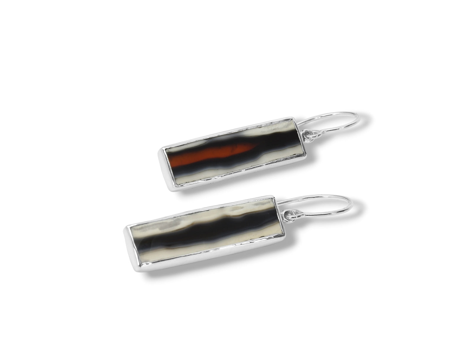 Agate Rectangle Drop Earrings in Sterling Silver