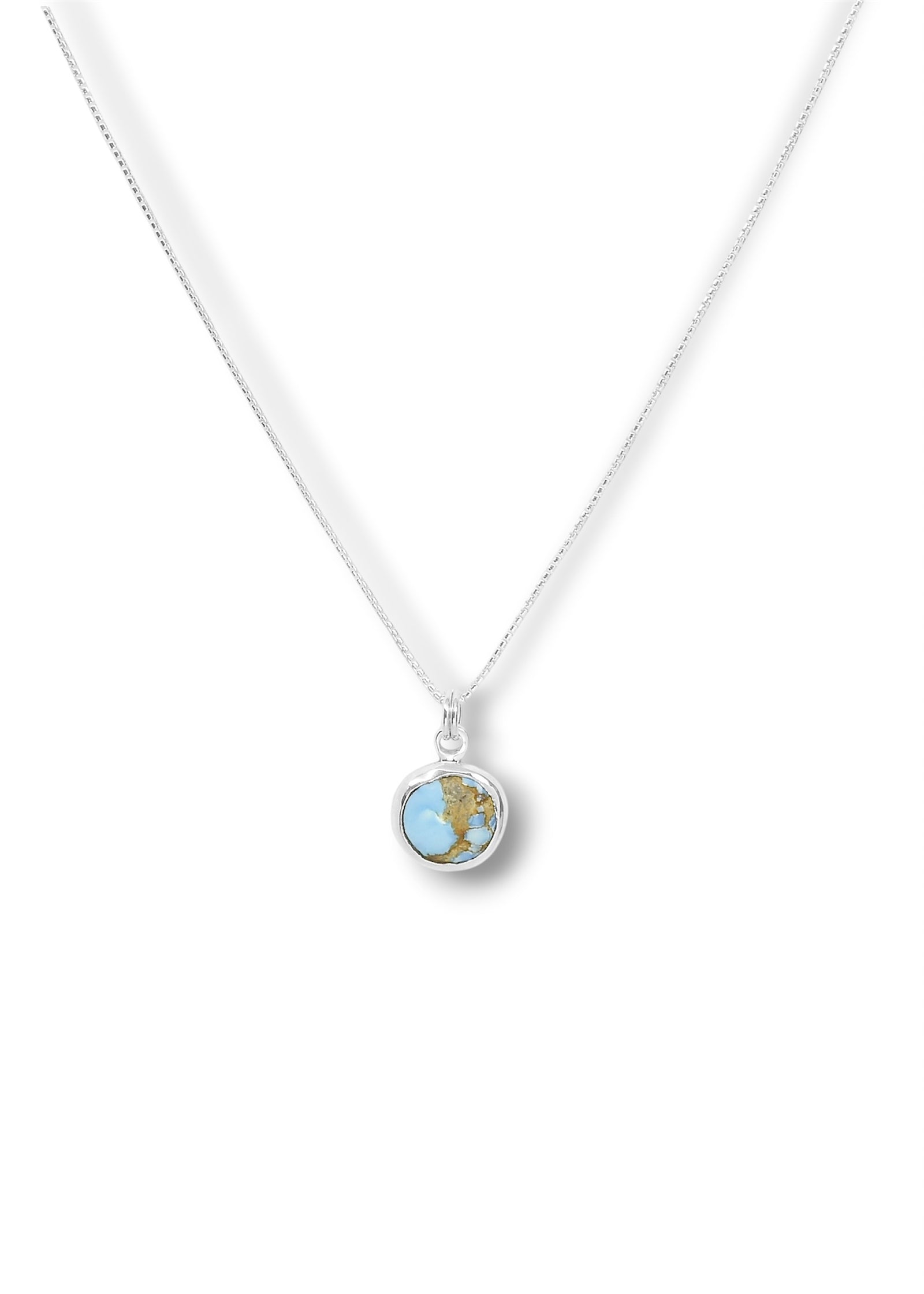 Mini Round Lavender Turquoise in Sterling Silver