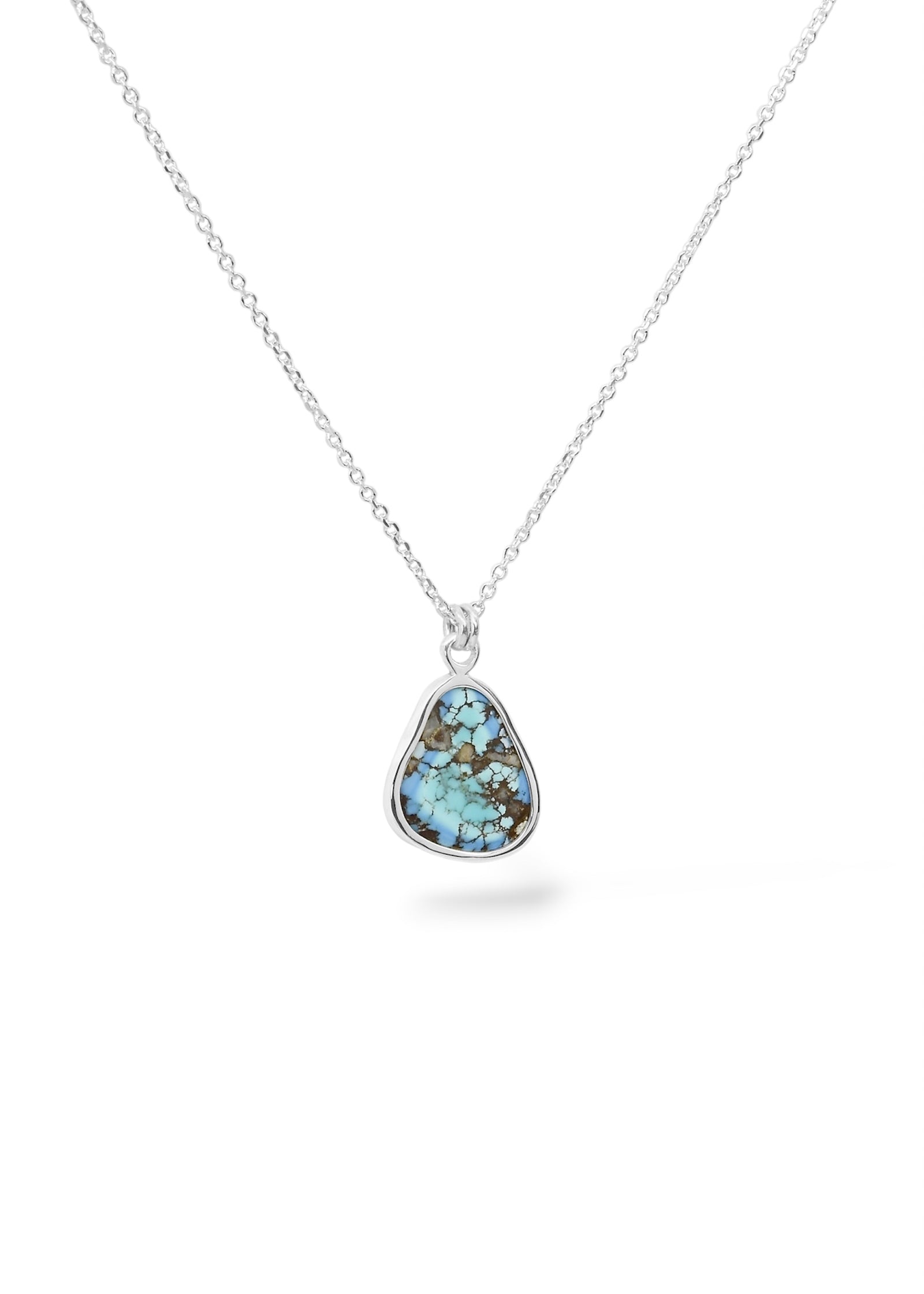 Lavender Turquoise Pear Pendant with Matrix in Sterling Silver