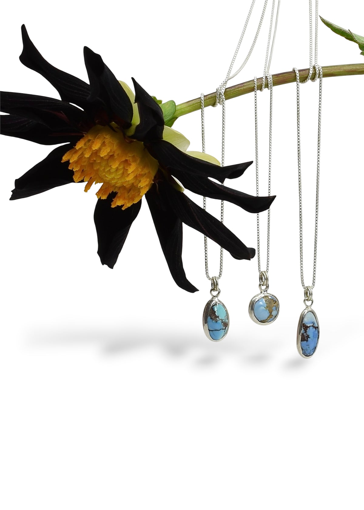 Mini Oval Lavender Turquoise in Sterling Silver