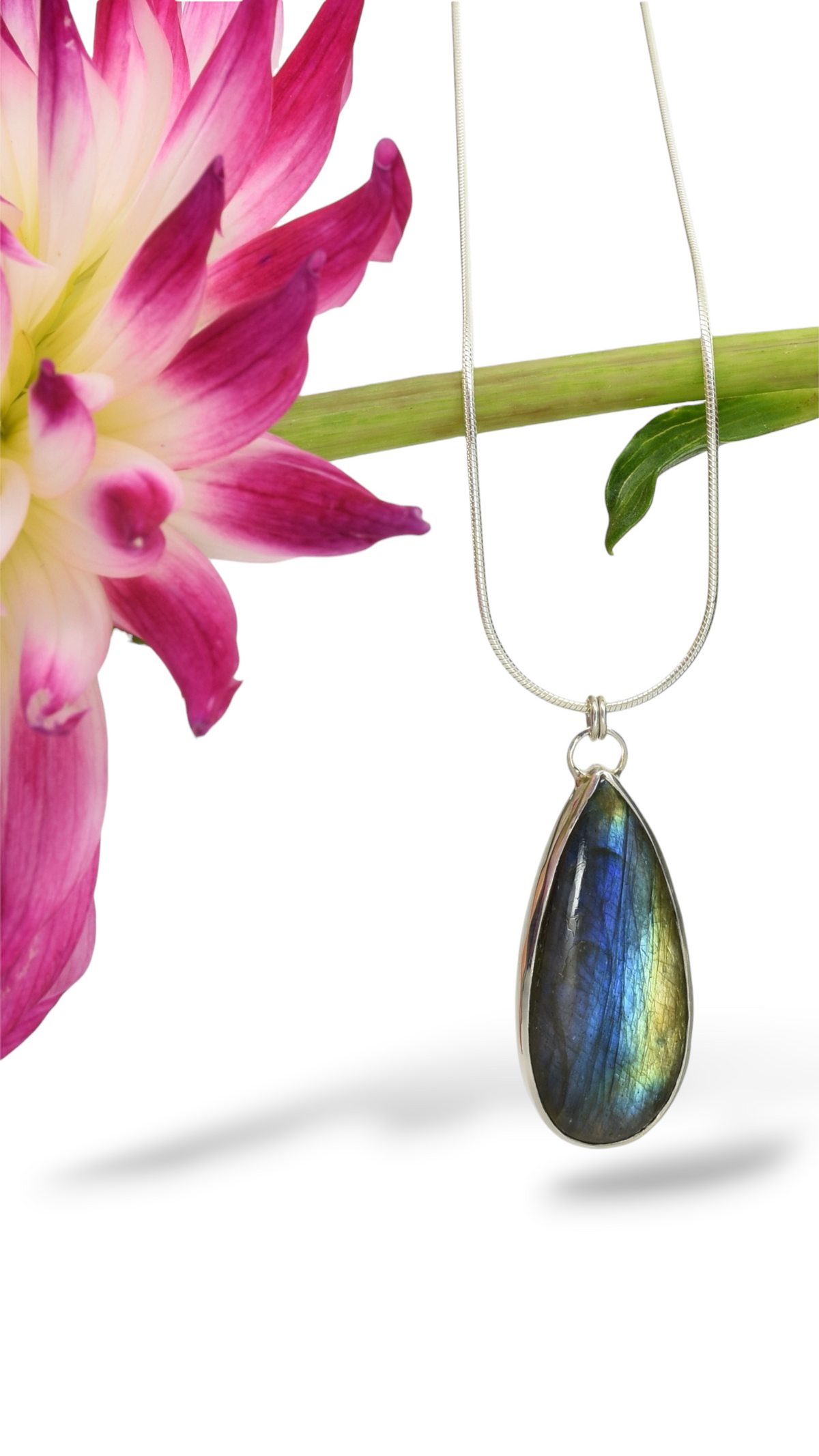 Pear Labradorite Pendant Set in Sterling Silver