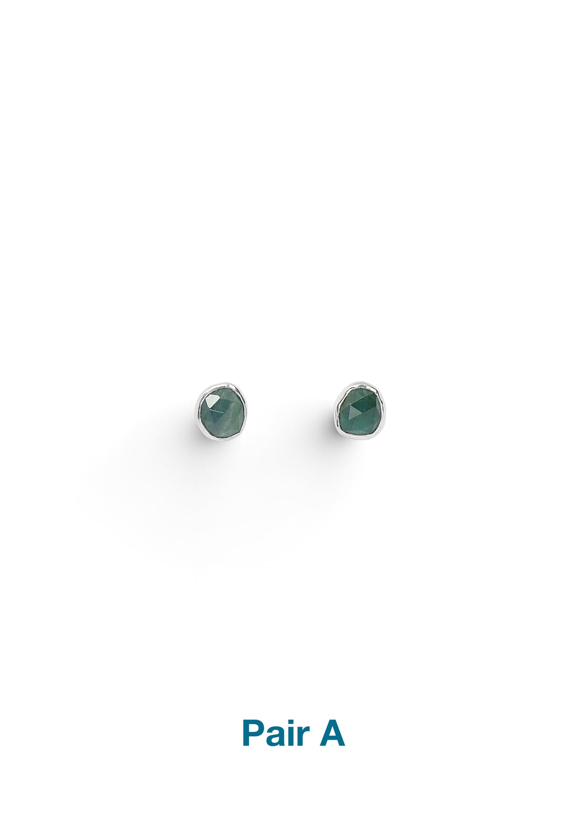 Grandidierite Rosecut Studs in Sterling Silver (Pairs A &amp; B)