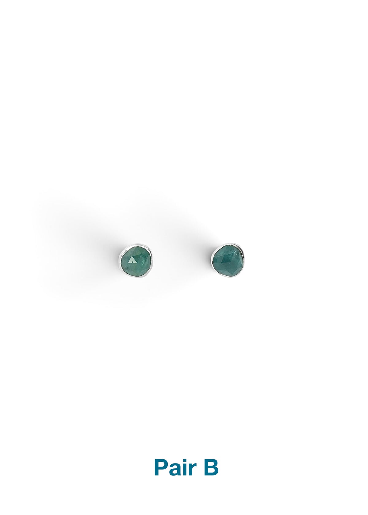 Grandidierite Rosecut Studs in Sterling Silver (Pairs A &amp; B)