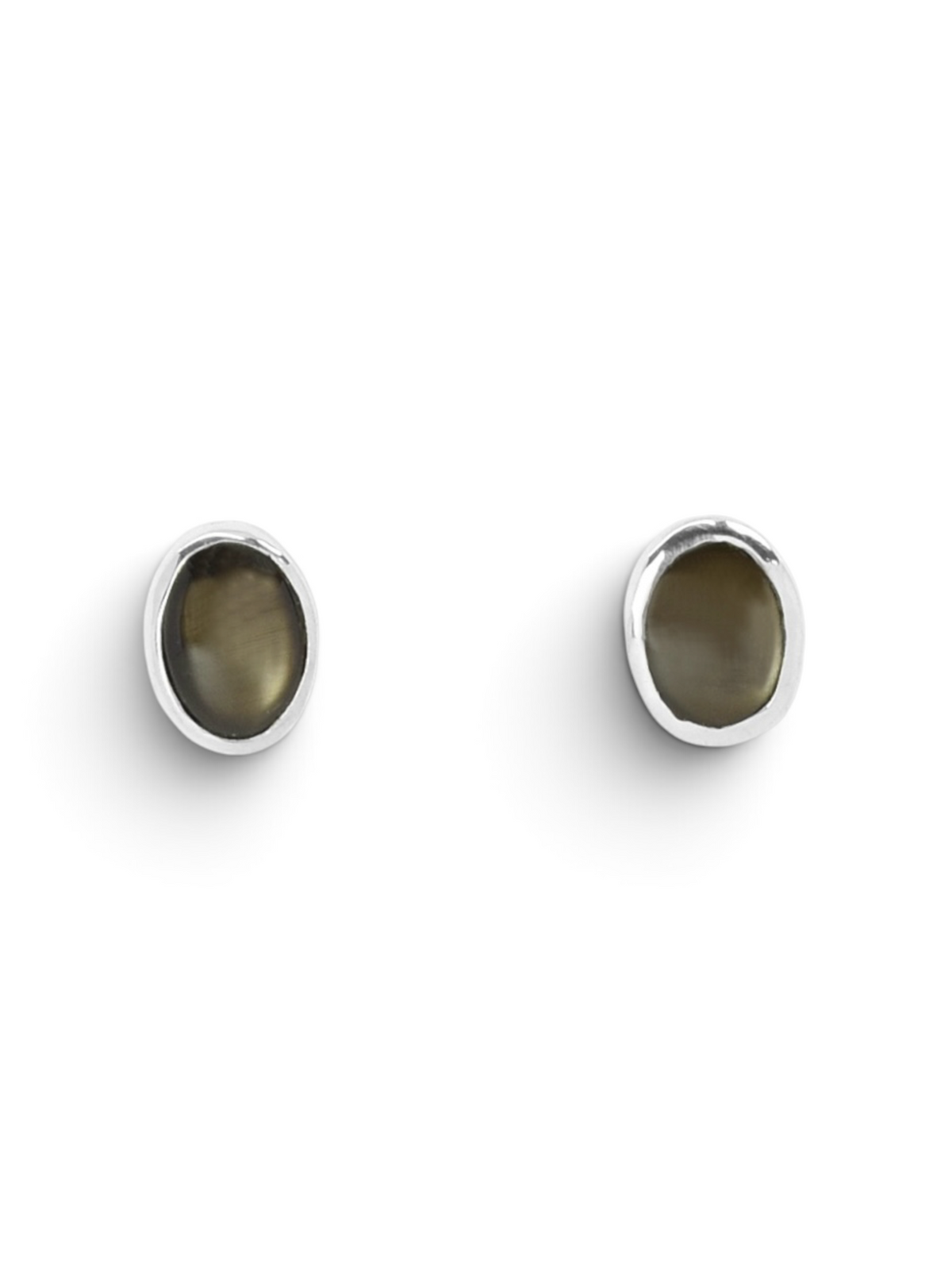 Black Star Sapphire Studs in Sterling Silver