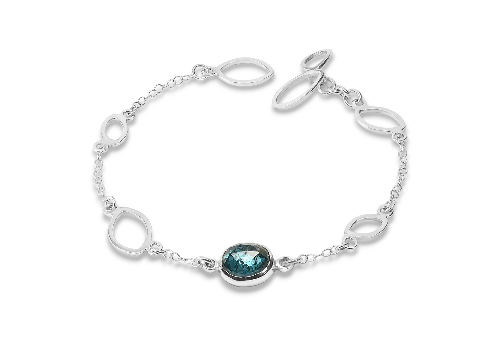 Moss Kyanite Station Bracelet in Sterling Silver