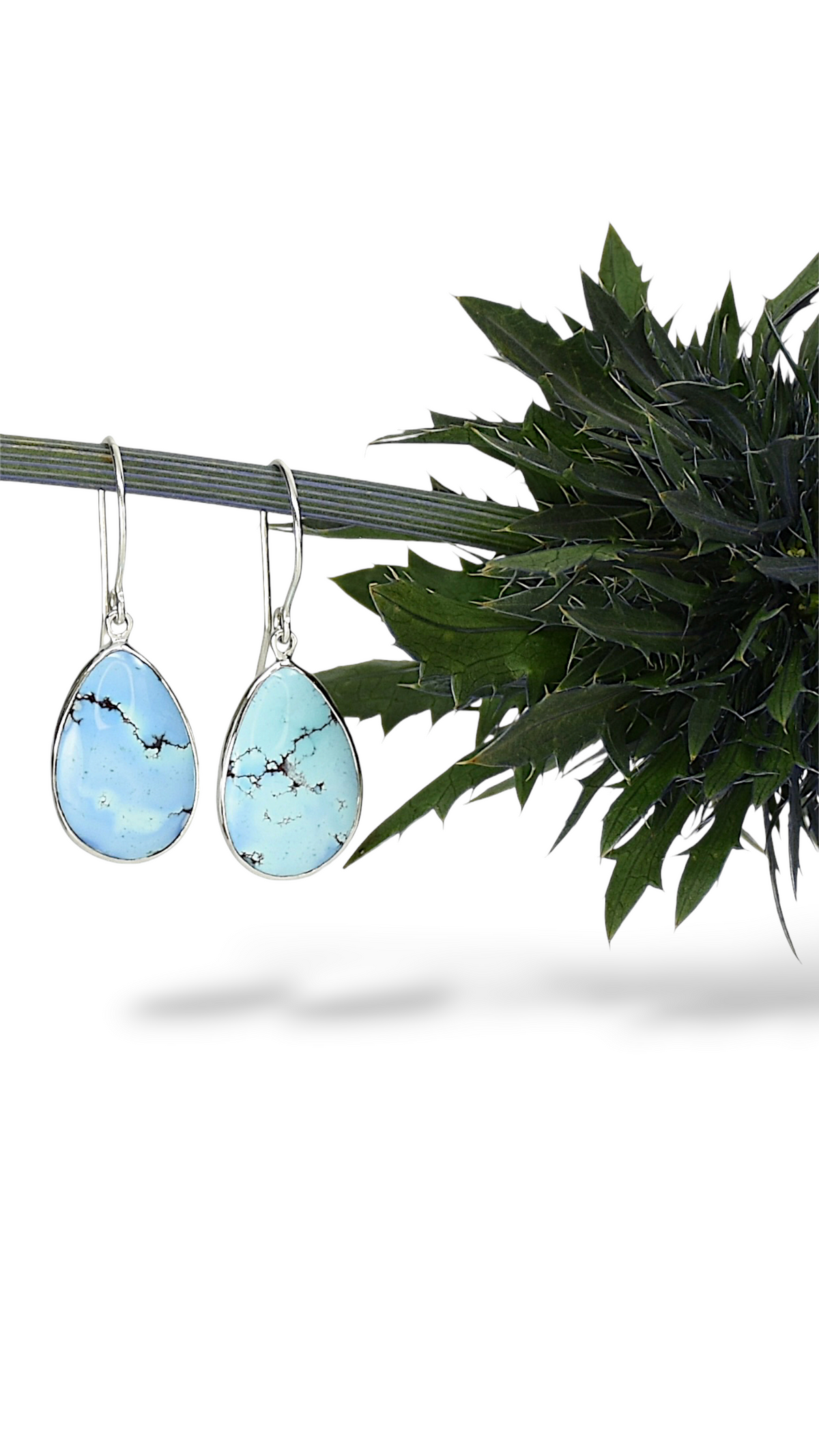 Golden Hills Turquoise Pear Drop Earrings in Sterling Silver