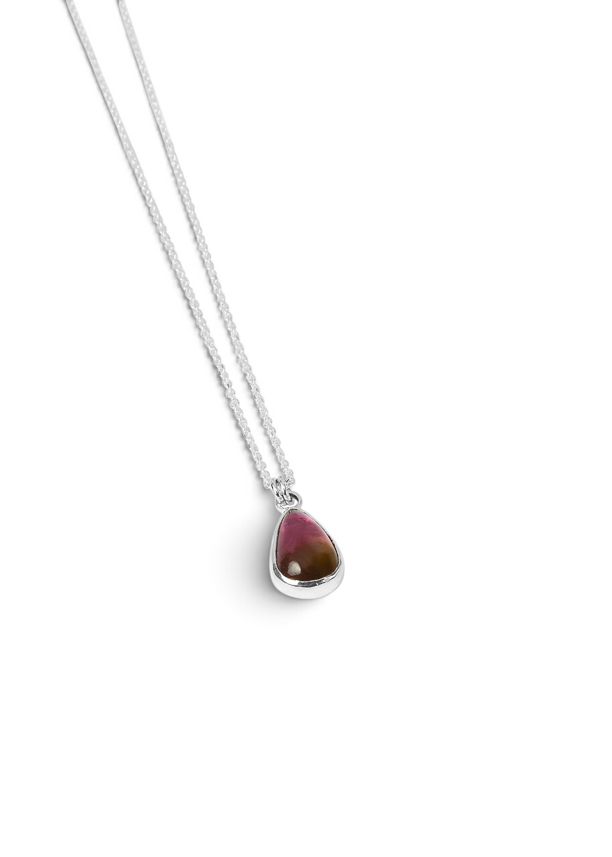 Watermelon Tourmaline Triangle Cabochon Pendant