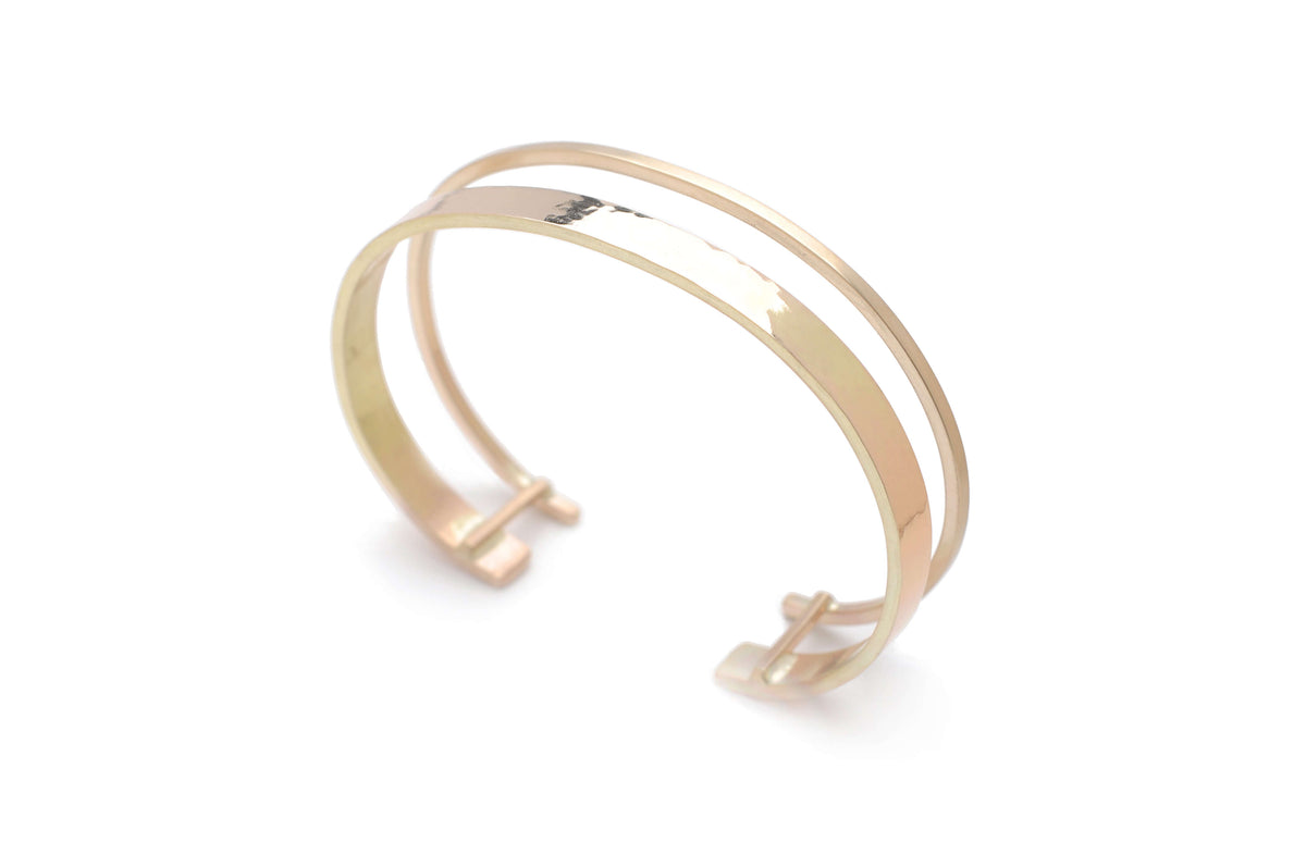 A handmade 14k gold cuff bracelet women&#39;s