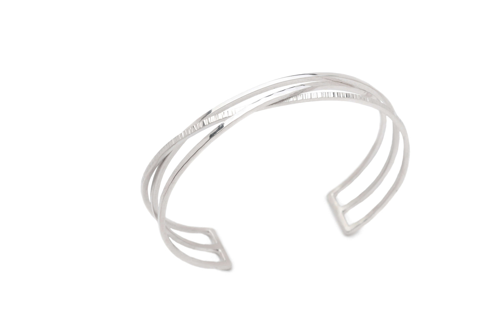 A handmade woven sterling silver bracelet