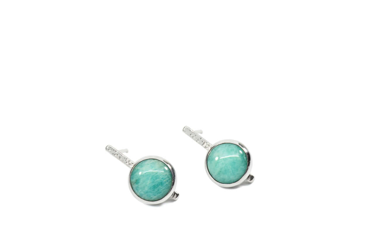 handmade sterling silver and amazonite stud earrings
