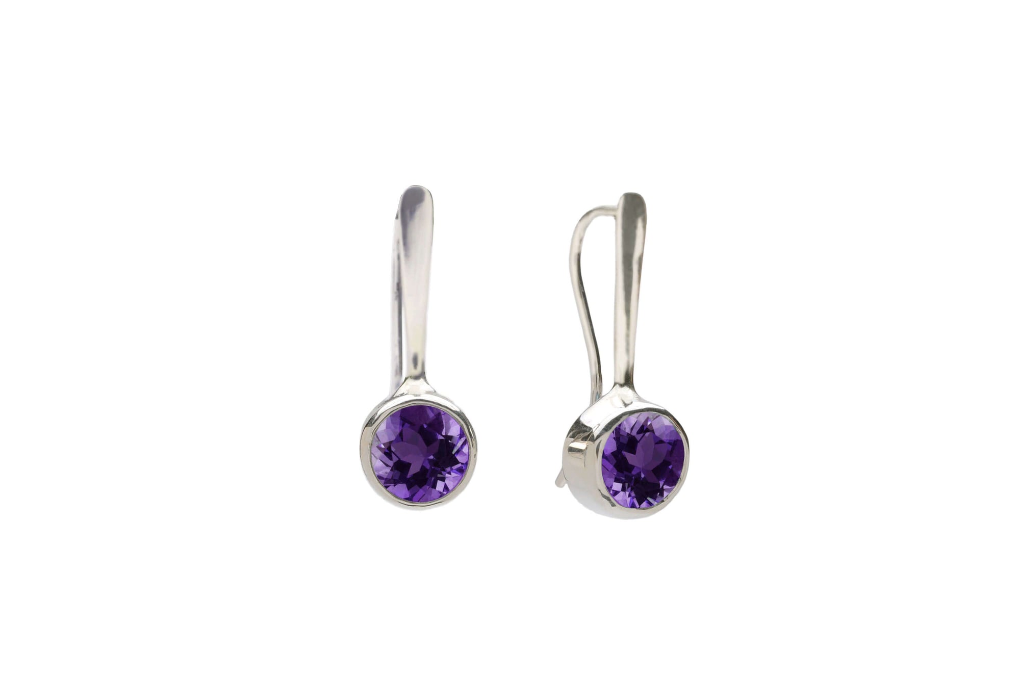 Sterling silver and purple amethyst drop earrings
