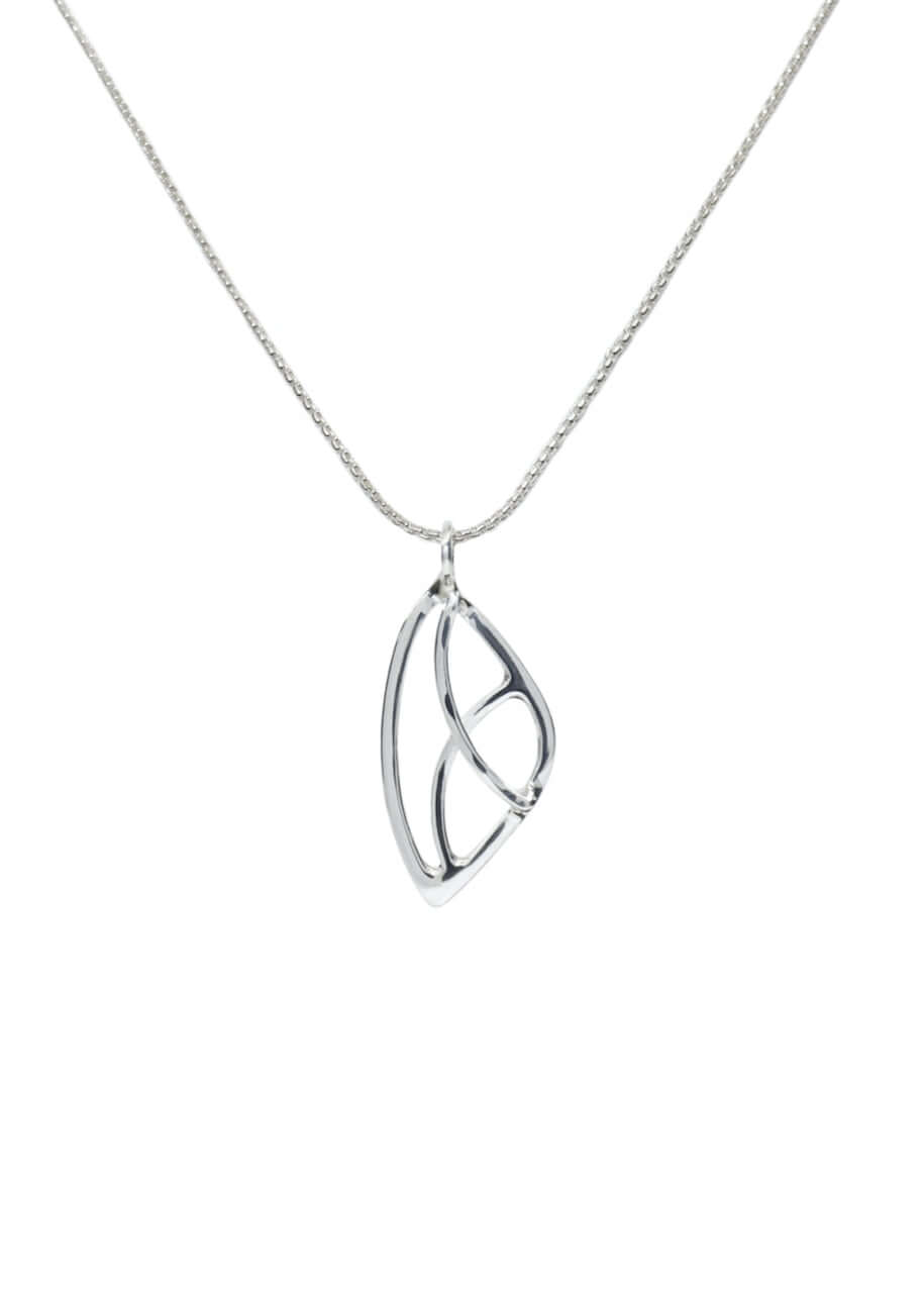 A mini arches woven silver necklace on a silver chain