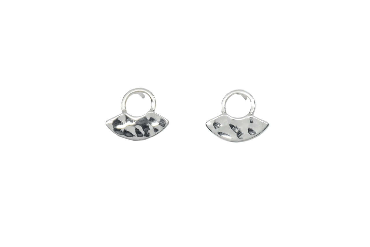 Mini sterling silver fan stud earrings