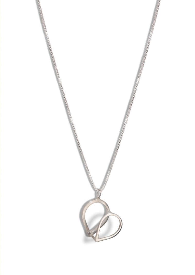 A sterling silver heart pendant on silver chain