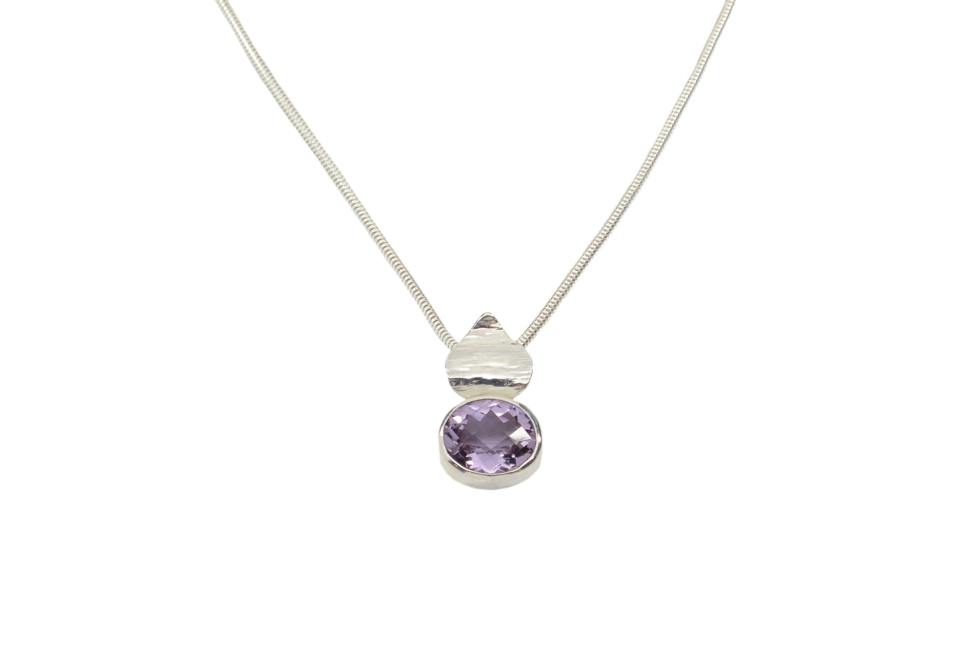 Sterling Silver Necklace with Amethyst on a silver chain