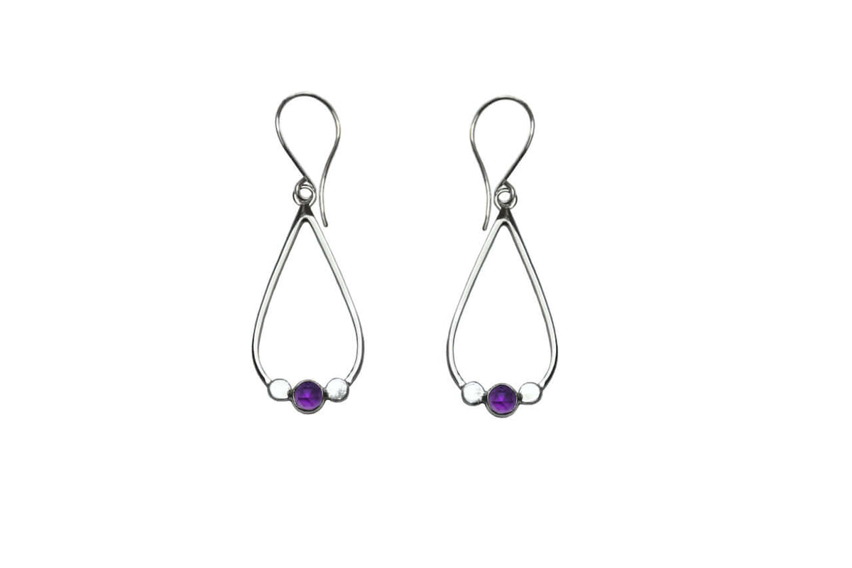 amethyst drop earrings silver