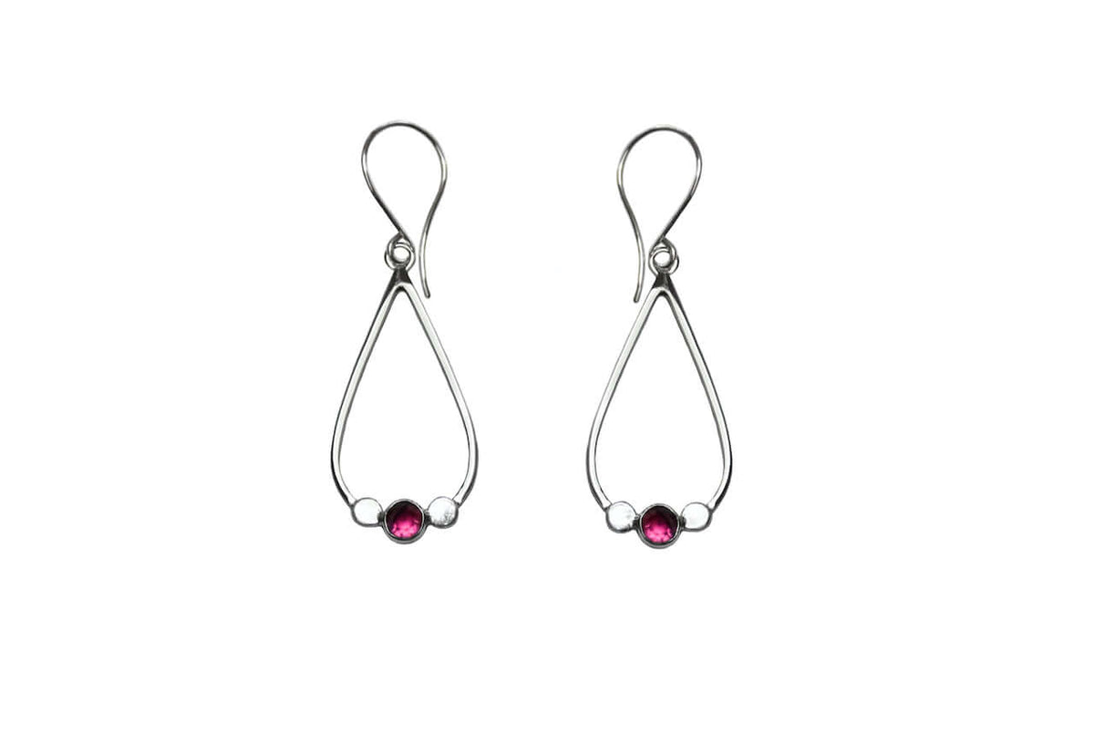 garnet drop earrings silver