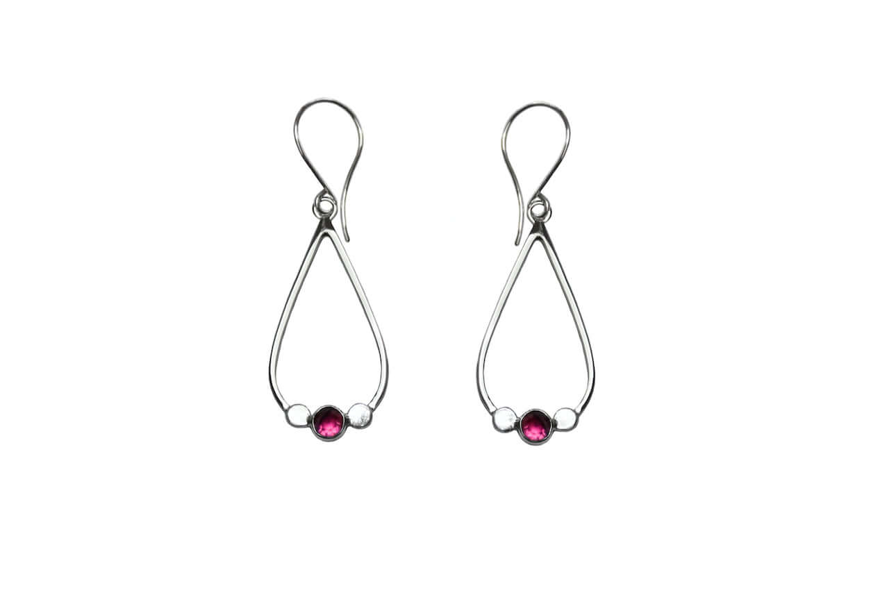 garnet drop earrings silver