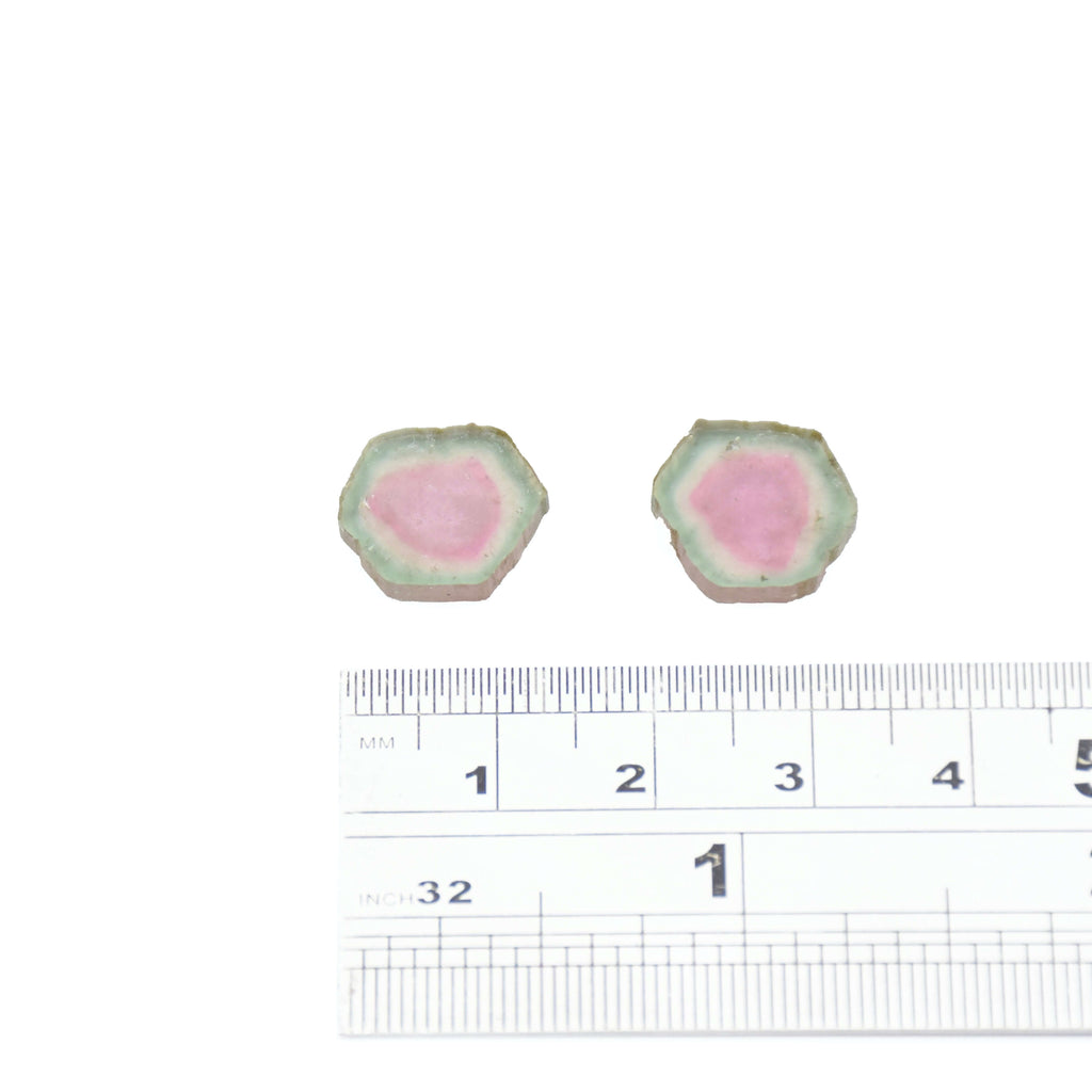 Watermelon Tourmaline Slice Pair good