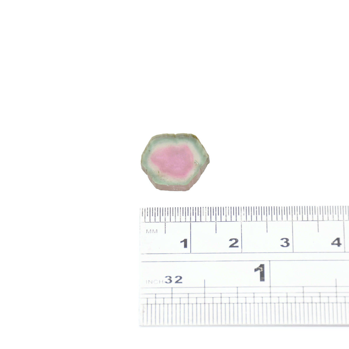 A single slice of a pair of watermelon tourmaline gems