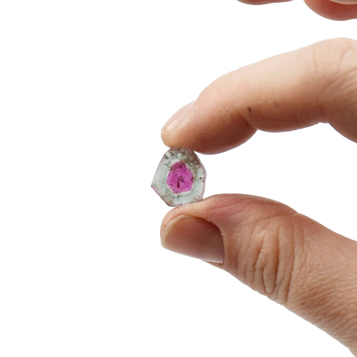 Pale blue edge and bright pink watermelon tourmaline loose stones