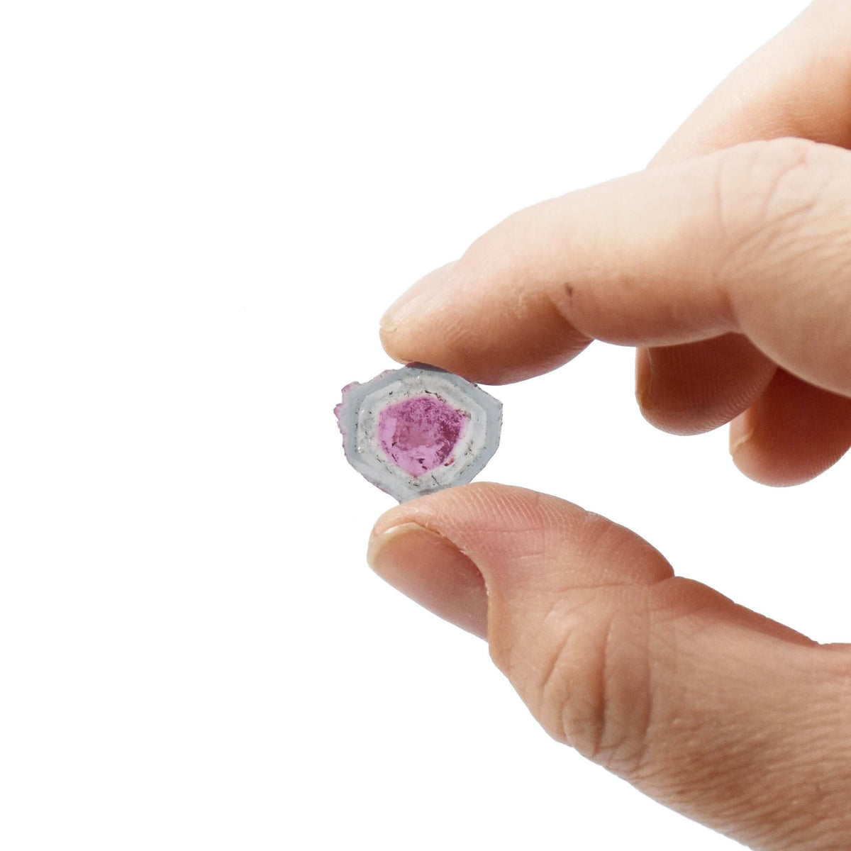 This pale blue and pink watermelon tourmaline raw stone would make a great custom fine jewelry piece