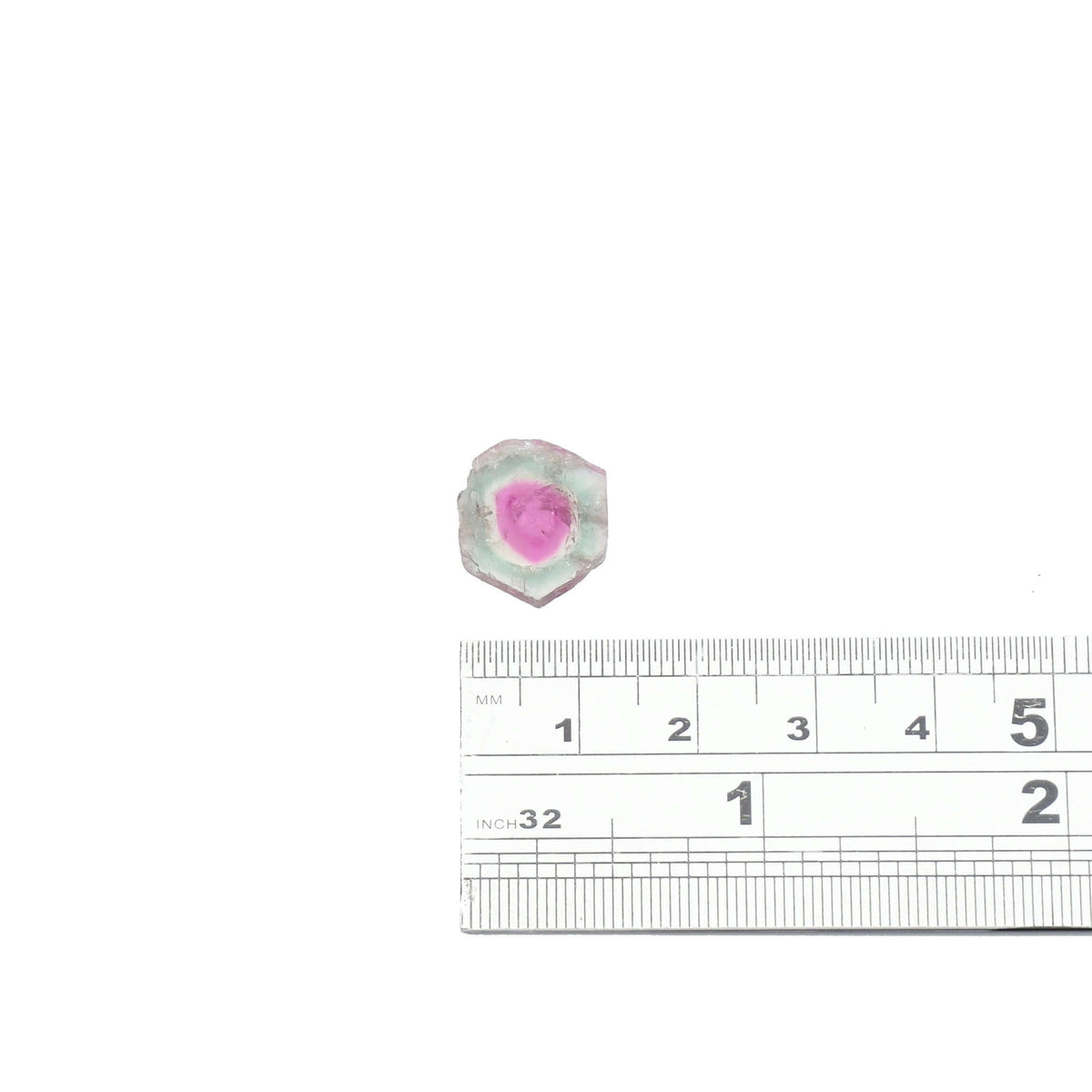 A 5.25ct watermelon tourmaline slice ready to design a custom watermelon tourmaline ring