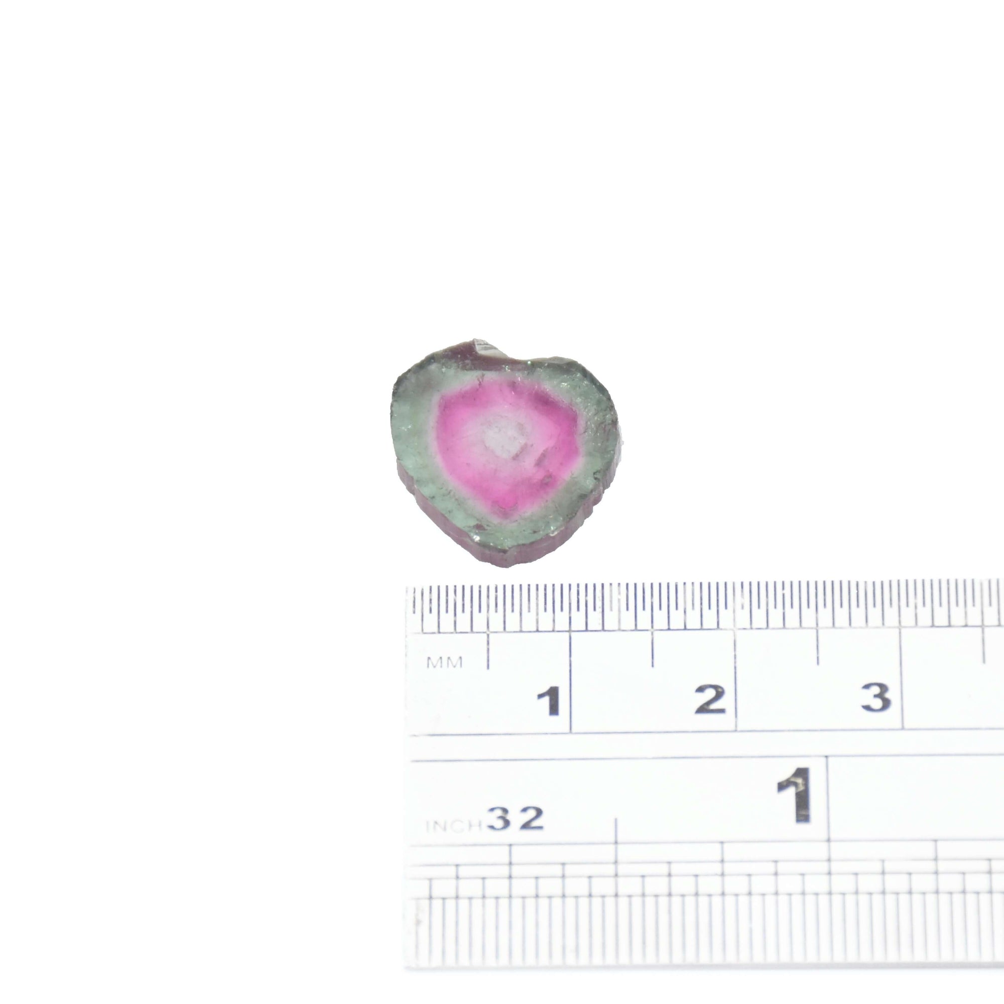 A teal and pink loose watermelon tourmaline slice for custom jewelry