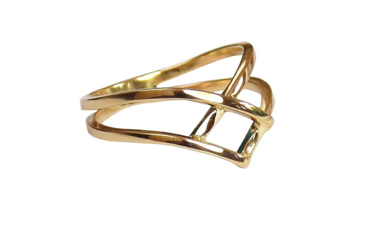 Woven gold ring in 14k gold