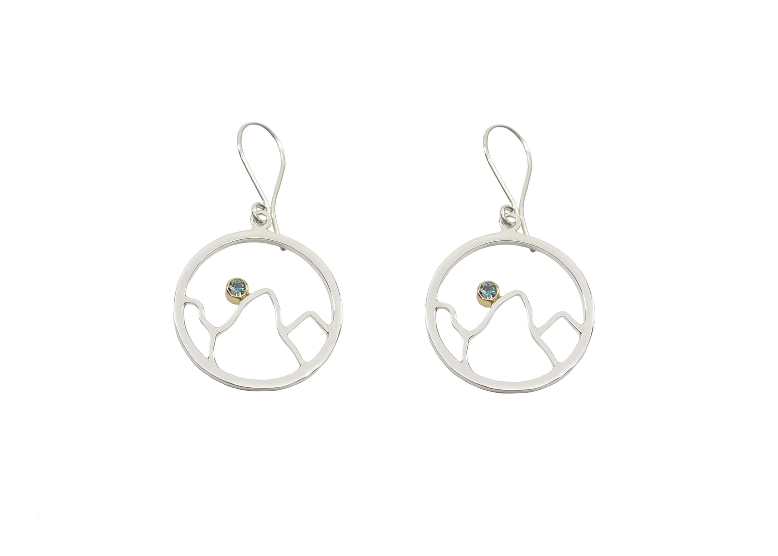 A pair of handmade mountain earrings in sterling silver