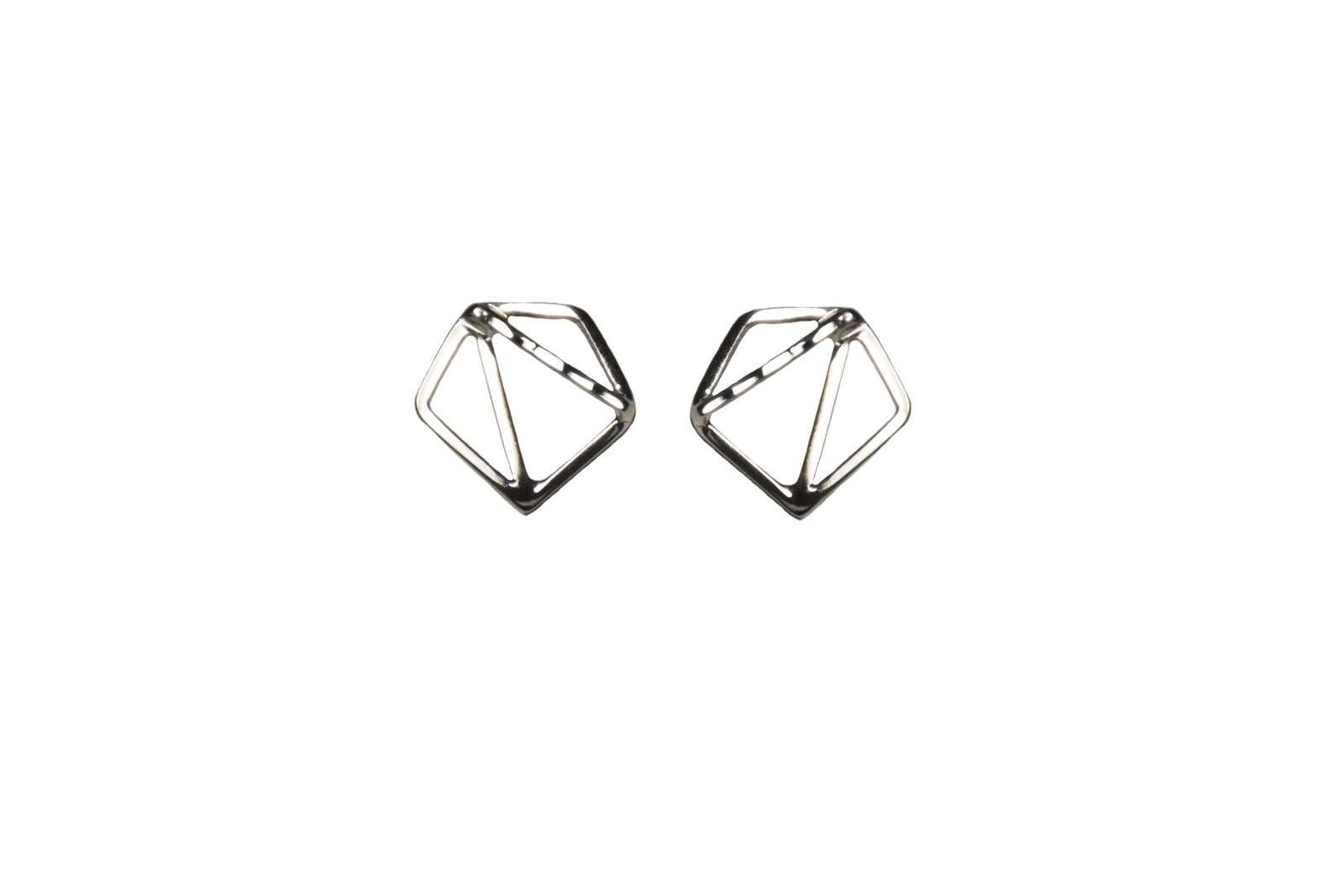 Mini sterling silver pentagon earrings