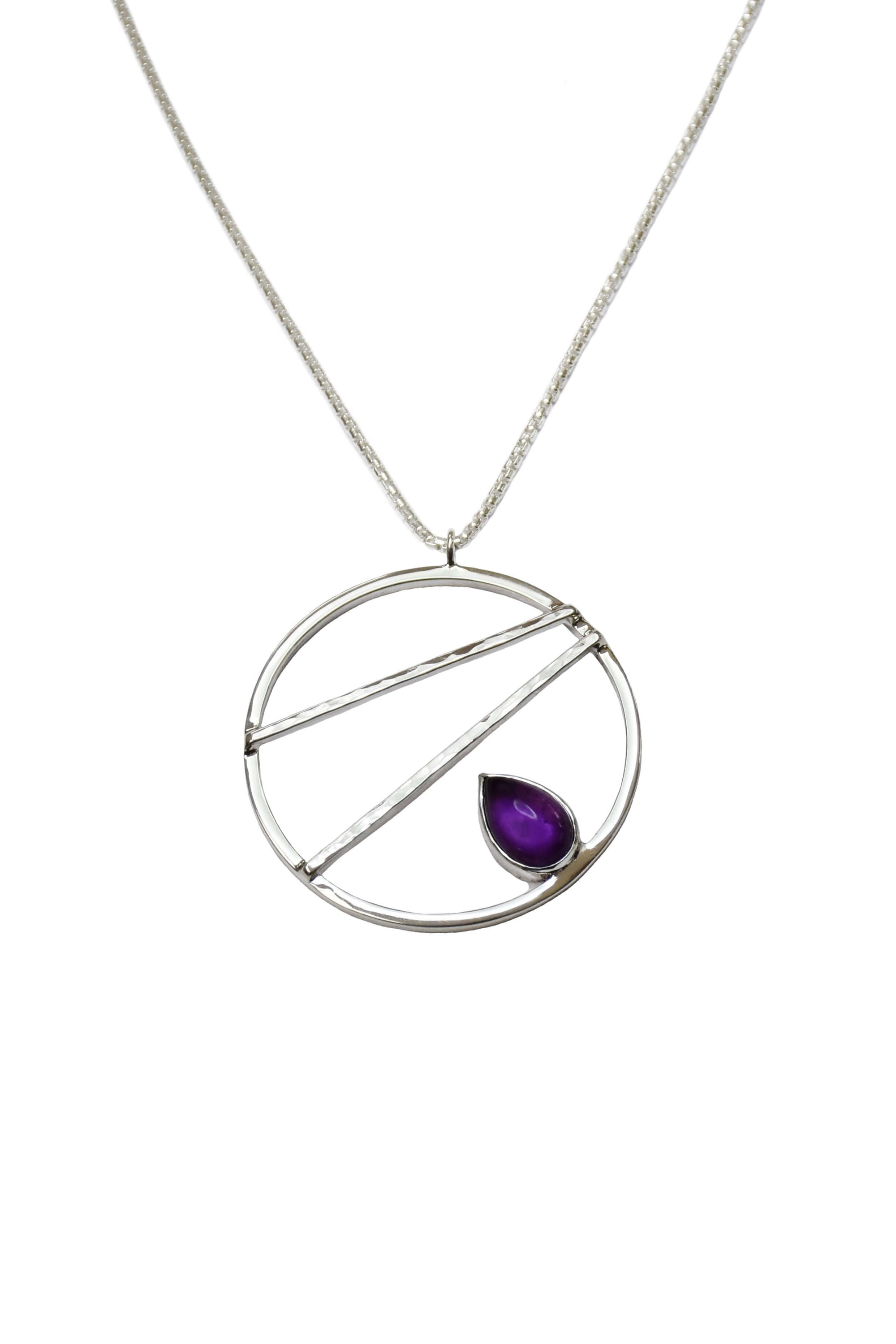 sterling silver crossbar necklace with amethyst on a silver chain